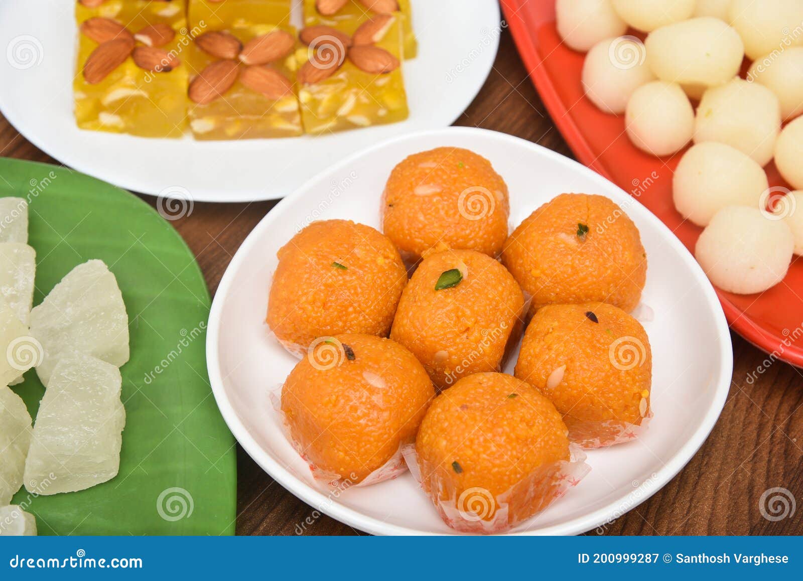 Indian Sweet For Diwali Besan Laddu Or Ladoo Indian Traditional Dessert Or Mithai Stock Photo