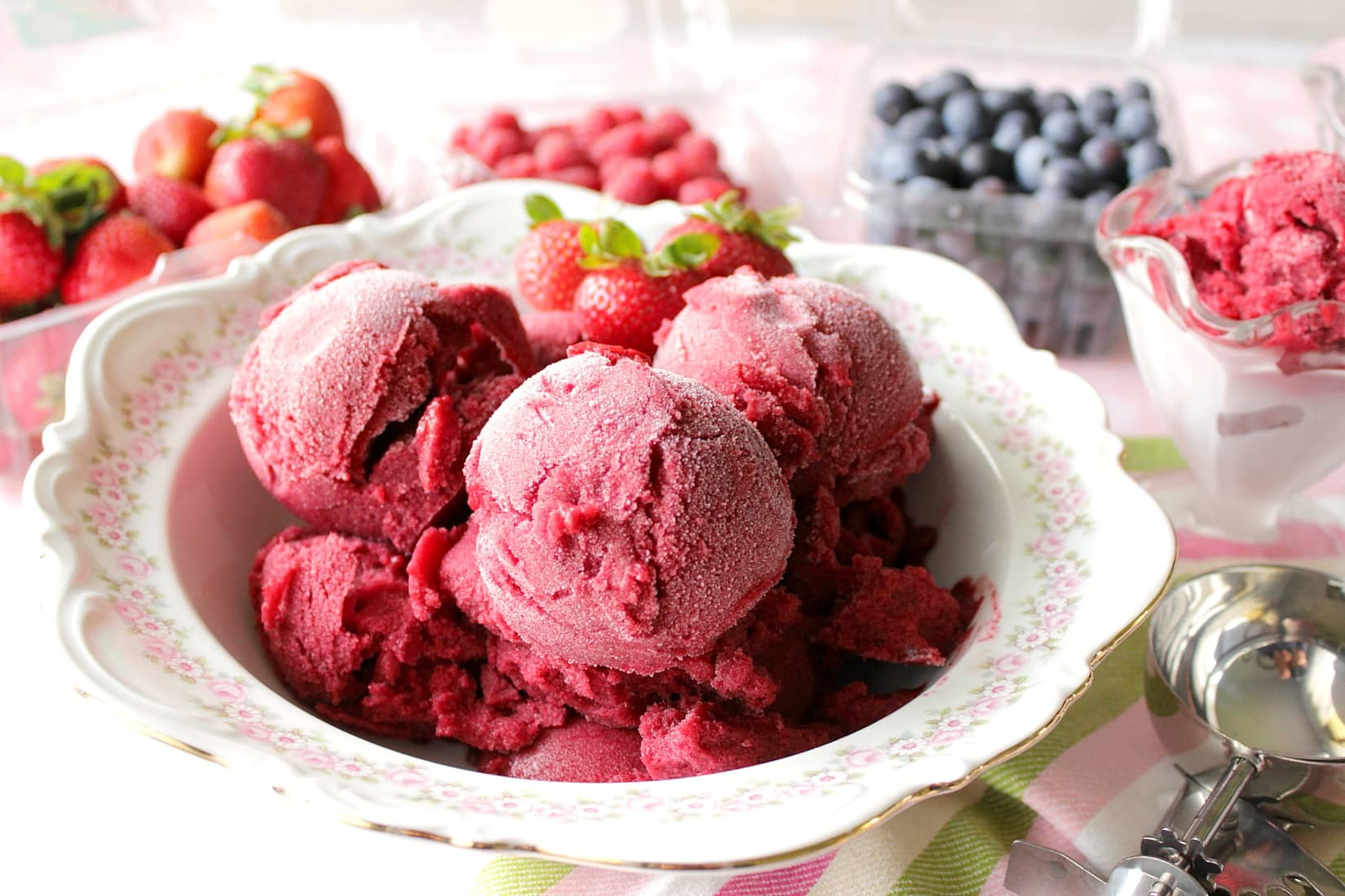 Low Sugar Mixed Berry Sorbet Kudos Kitchen By Renee