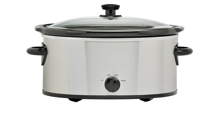 Mainstays 6 Quart Oval Slow Cooker Stainless Steel Finish Glass Lid