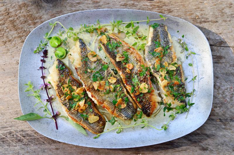 Martha S Vineyard Magazine Black Sea Bass With Fresh Garlic Lemon