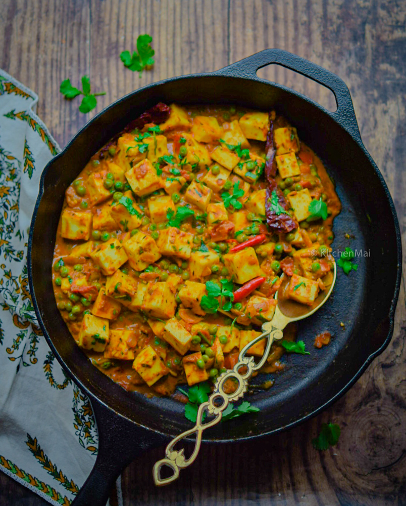 Matar Paneer Curried Indian Cottage Cheese And Peas Kitchen Mai