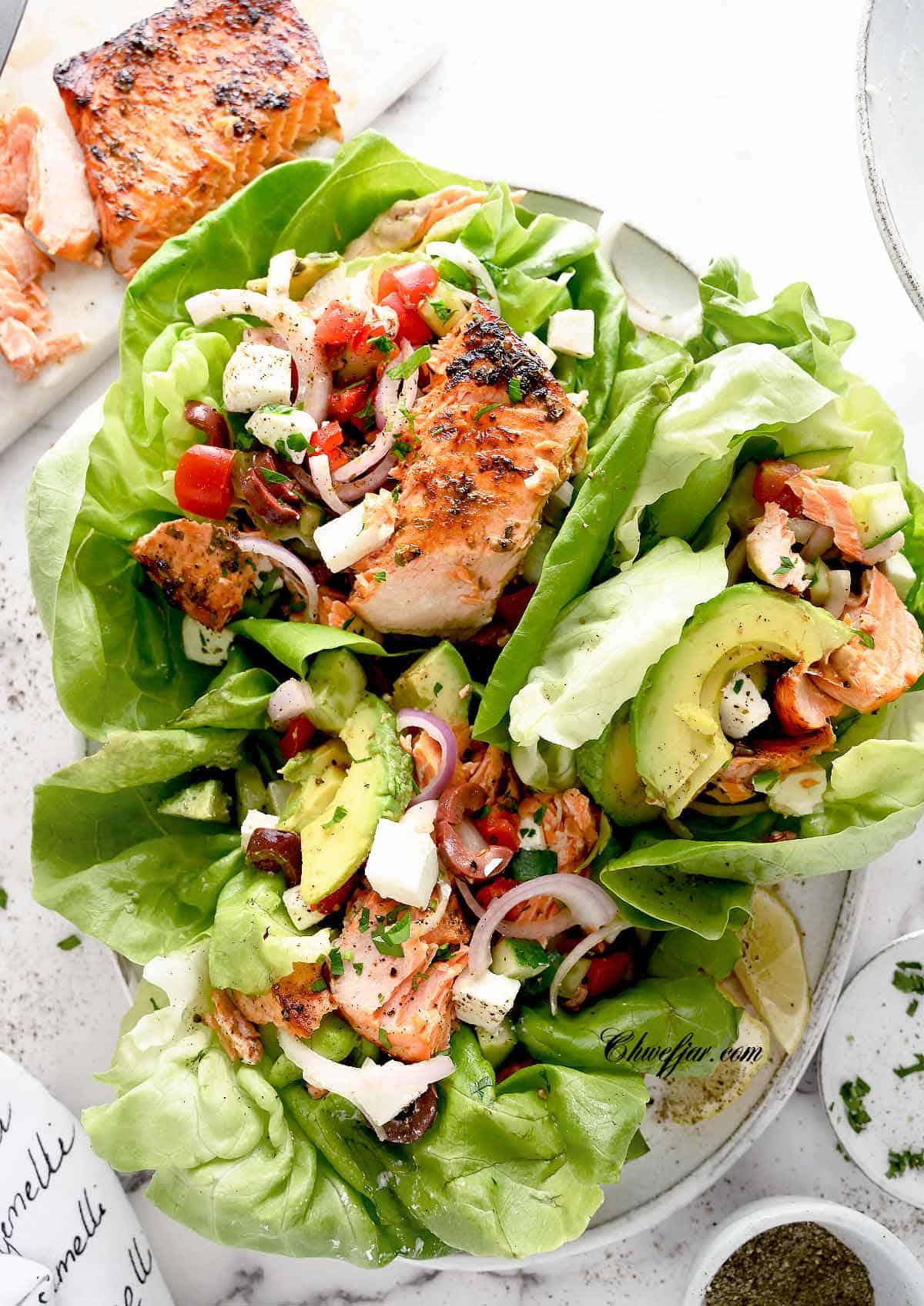 Mediterranean Salmon Lettuce Wraps Chefjar