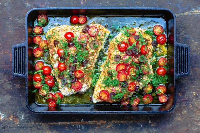 Mediterranean Style Baked Grouper With Tomatoes And Olives Receita