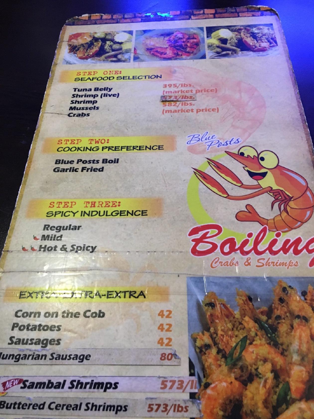 Menu At Boiling Crabs Amp Shrimps Restaurant Davao City