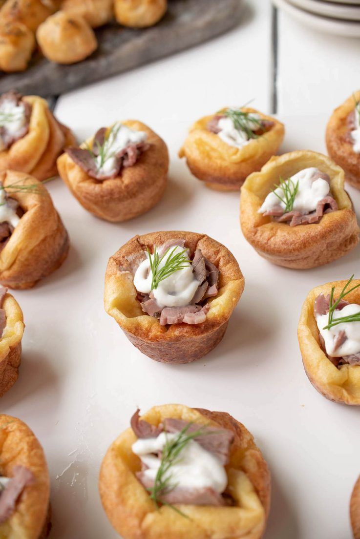 Mini Yorkshire Pudding Stuffed With Short Ribs And Drizzled In Truffle Aioli