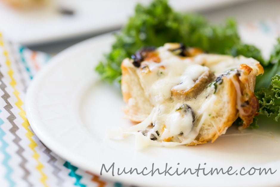 Mushroom Olive Cheese Bread Sandwich