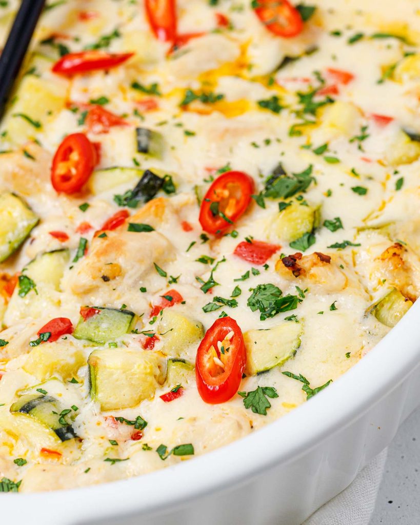 My Easy Chicken Zucchini Casserole Has A Creamy Sauce With Rich