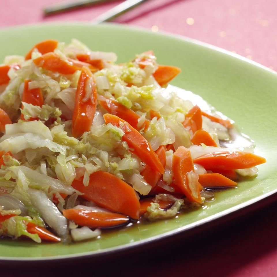 Napa Cabbage Carrots With Rice Wine Oyster Sauce Recipe Eatingwell