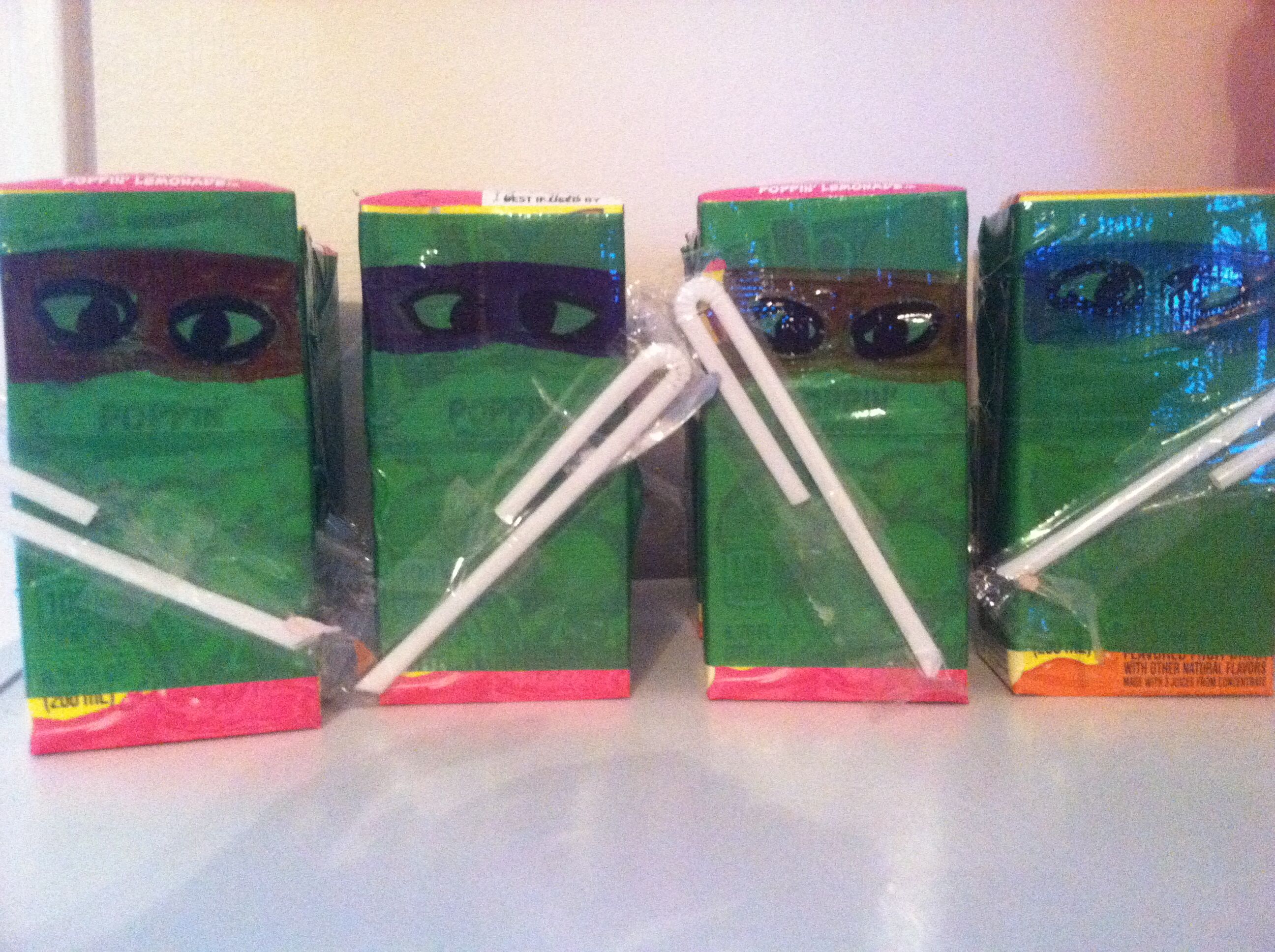 Ninja Turtle Juice Boxes Wrap In Green Duck Tape And Draw Eyes And