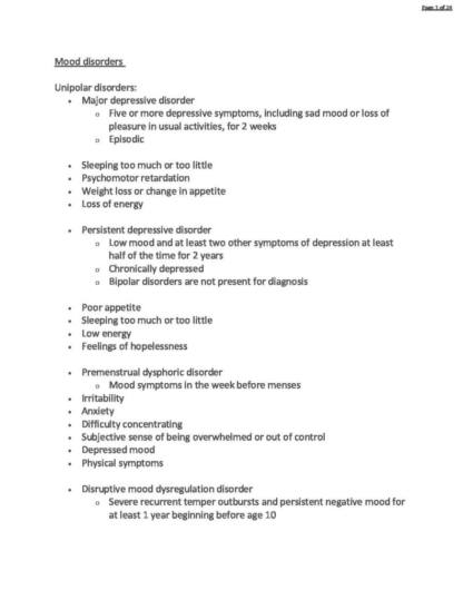 Notes For Psychological Disorders Psy 122 At Saint Joseph S