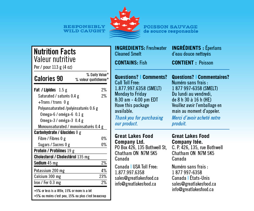 Nutritional Data Great Lakes Food Company