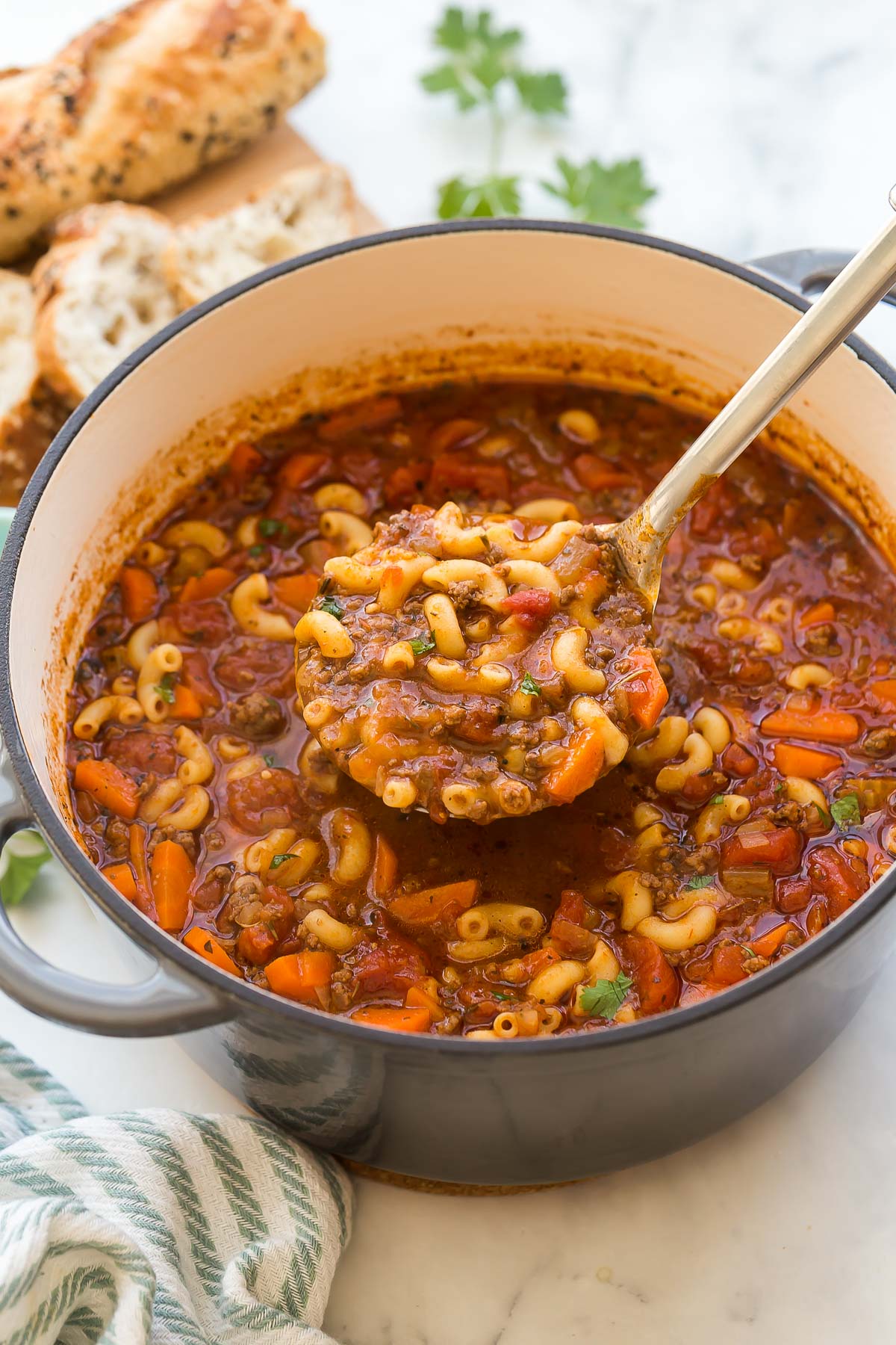 One Pot Beef Tomato Macaroni Soup Video The Recipe Rebel