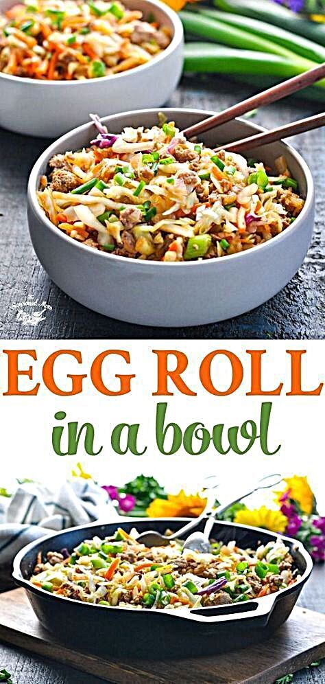 One Skillet Egg Roll In A Bowl The Seasoned Mom