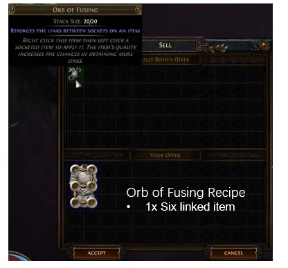 Orb Of Fusing Recipe Farming Poe 6 Link