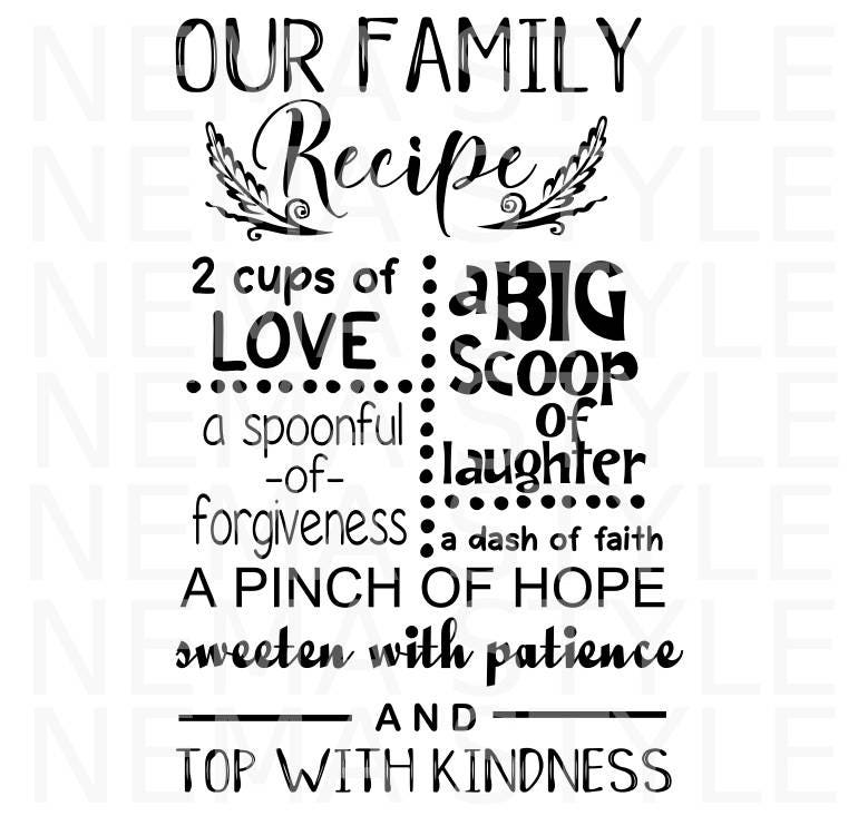 Our Family Recipe Svg Dxf Eps Pdf Plus Easycutsit Family