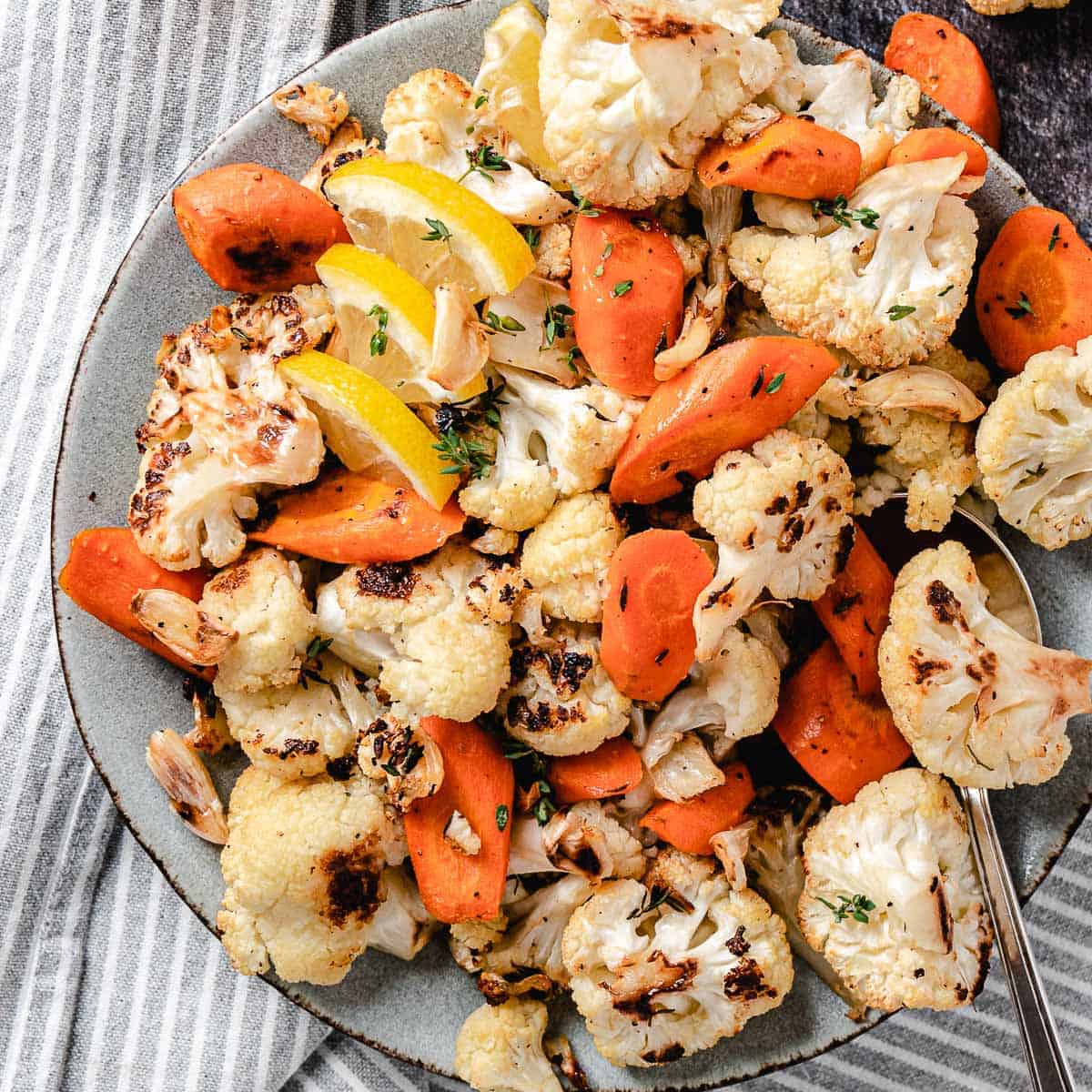 Oven Roasted Cauliflower And Carrots With Garlic And Thyme