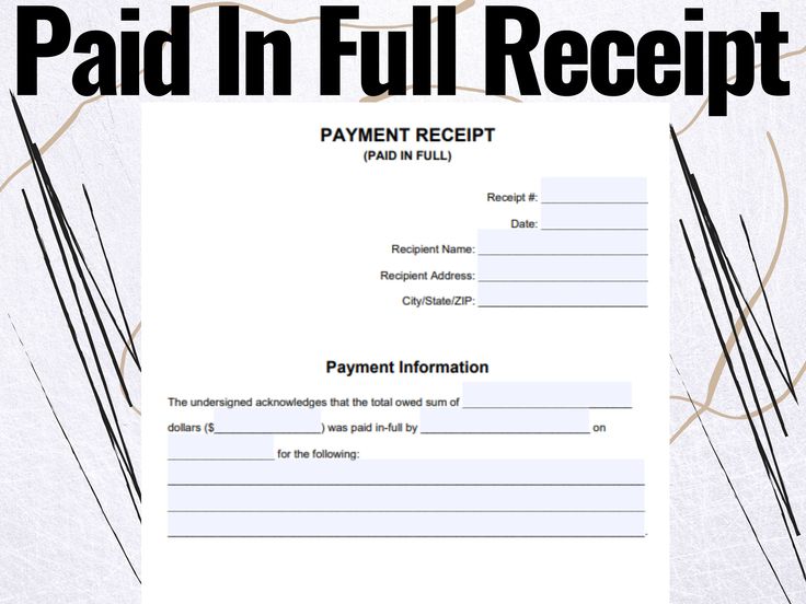 Paid In Full Receipt Paid In Full Receipt Forms Paid In Full Receipt Template Etsy Receipt