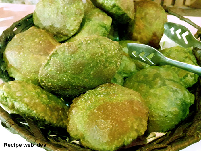 Palak Puri Recipe With Spinach Coriander Leaves And Peanuts