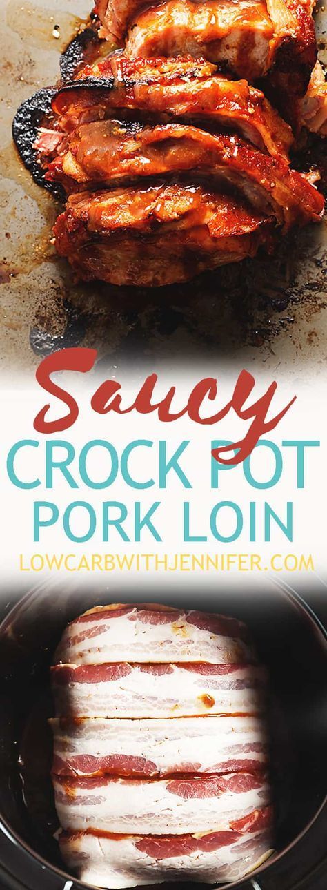 Perfectly Cooked Crock Pot Pork Roast Wrapped In Bacon And Basted With