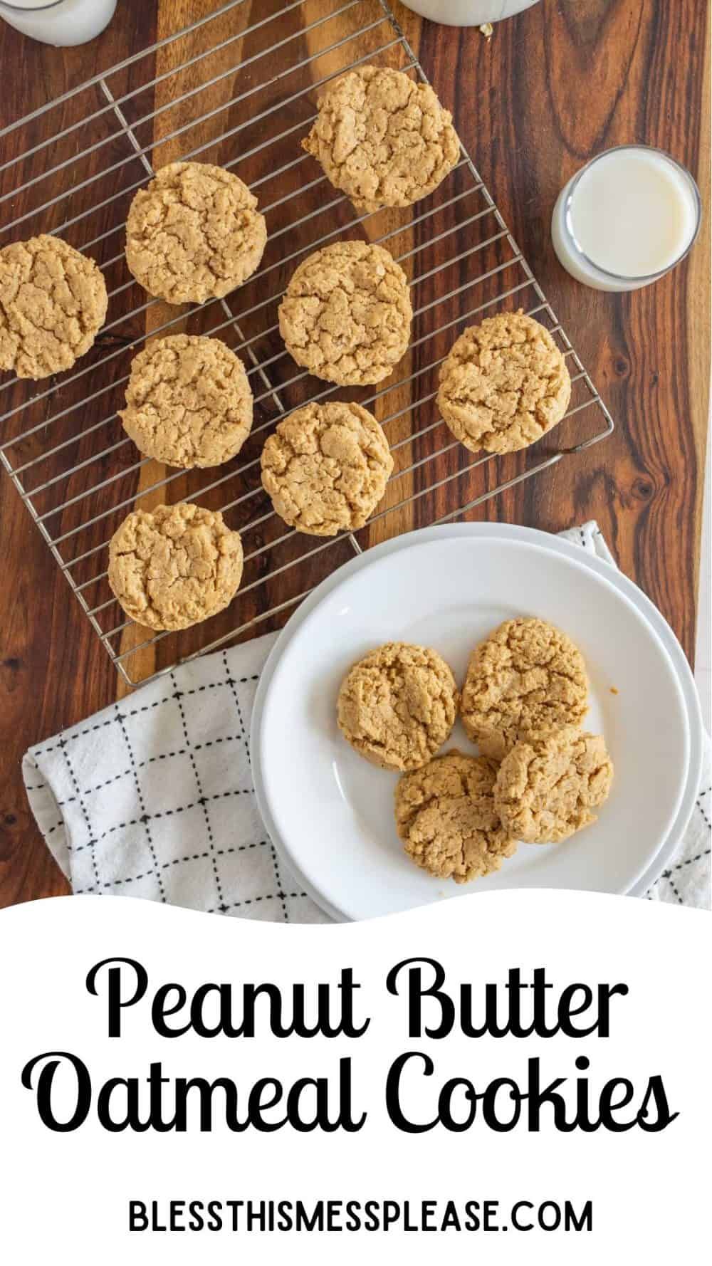 Perfectly Soft And Chewy Peanut Butter Oatmeal Cookies Made With Quick