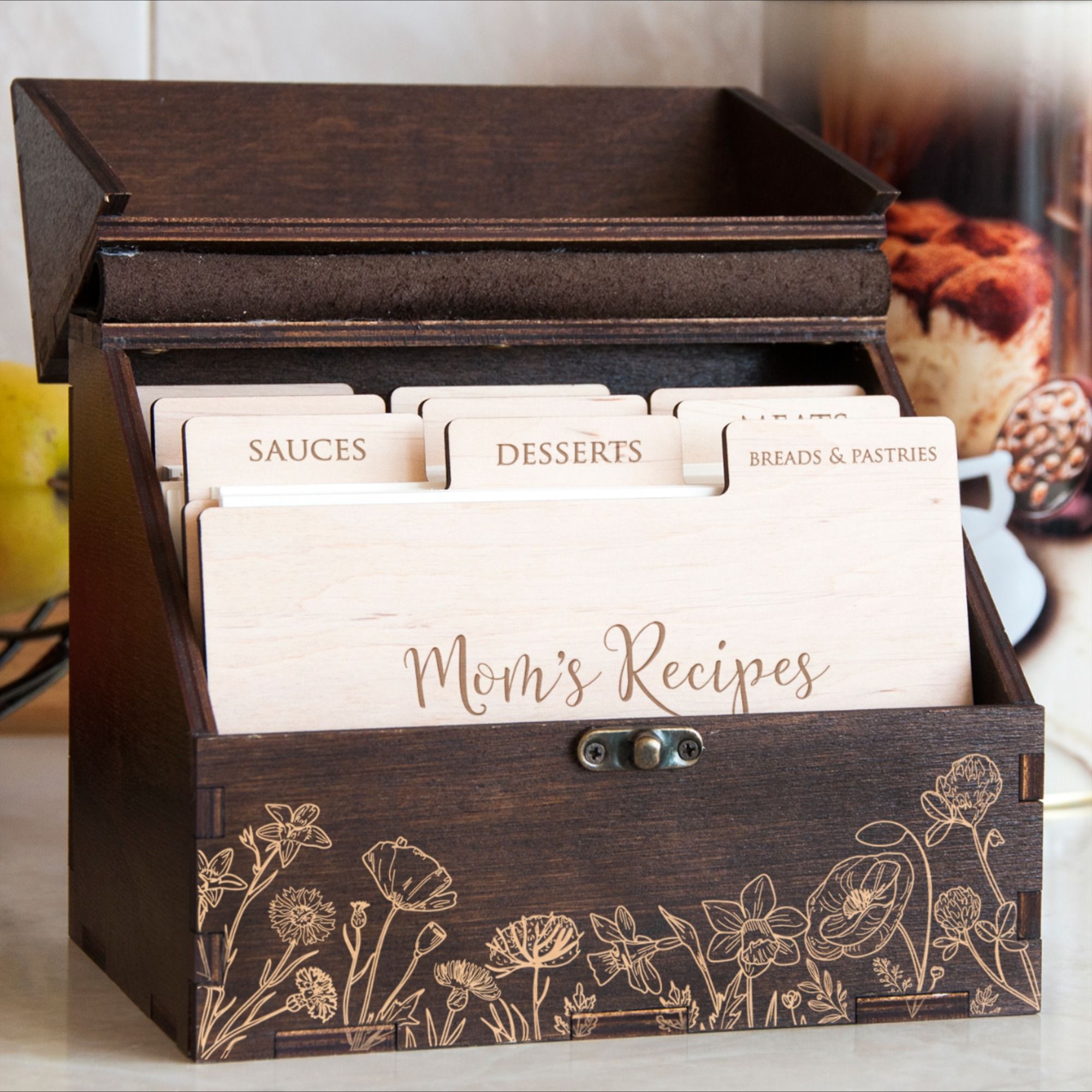 Personalized Recipe Box With Wooden Dividers Gift For Mom Etsy