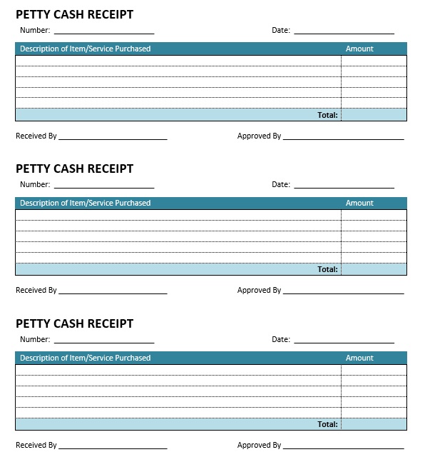 Petty Cash Receipt Template