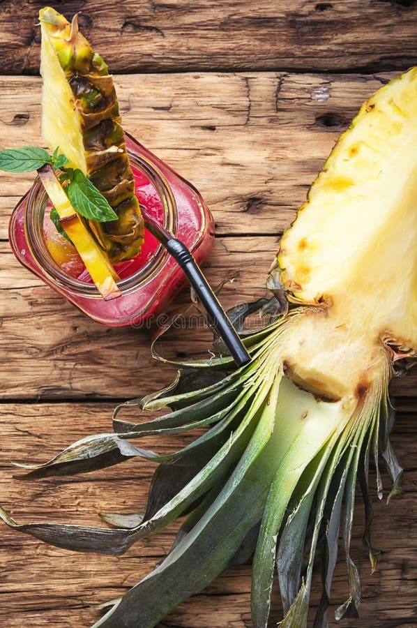 Pineapple Cocktail Summer Refreshing Tropical Drink Stock Photo