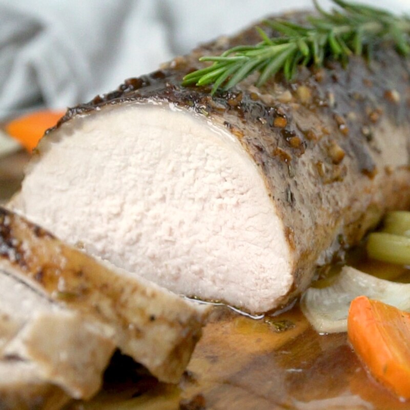 Pork Loin Roast With Honey Mustard And Herb Lemon Blossoms