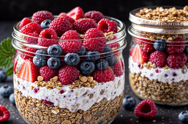 Premium Ai Image Gourmet Breakfast Bliss Wholesome Granola And Yogurt