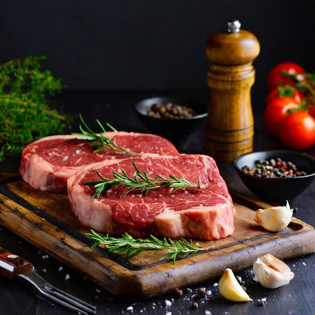 Premium Ai Image Savor The Flavor Raw Marbled Beef Steak Perfection