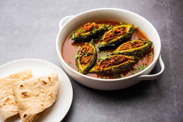 Premium Photo Bharwa Karela Masala Or Stuffed Bitter Melon Curry Recipe