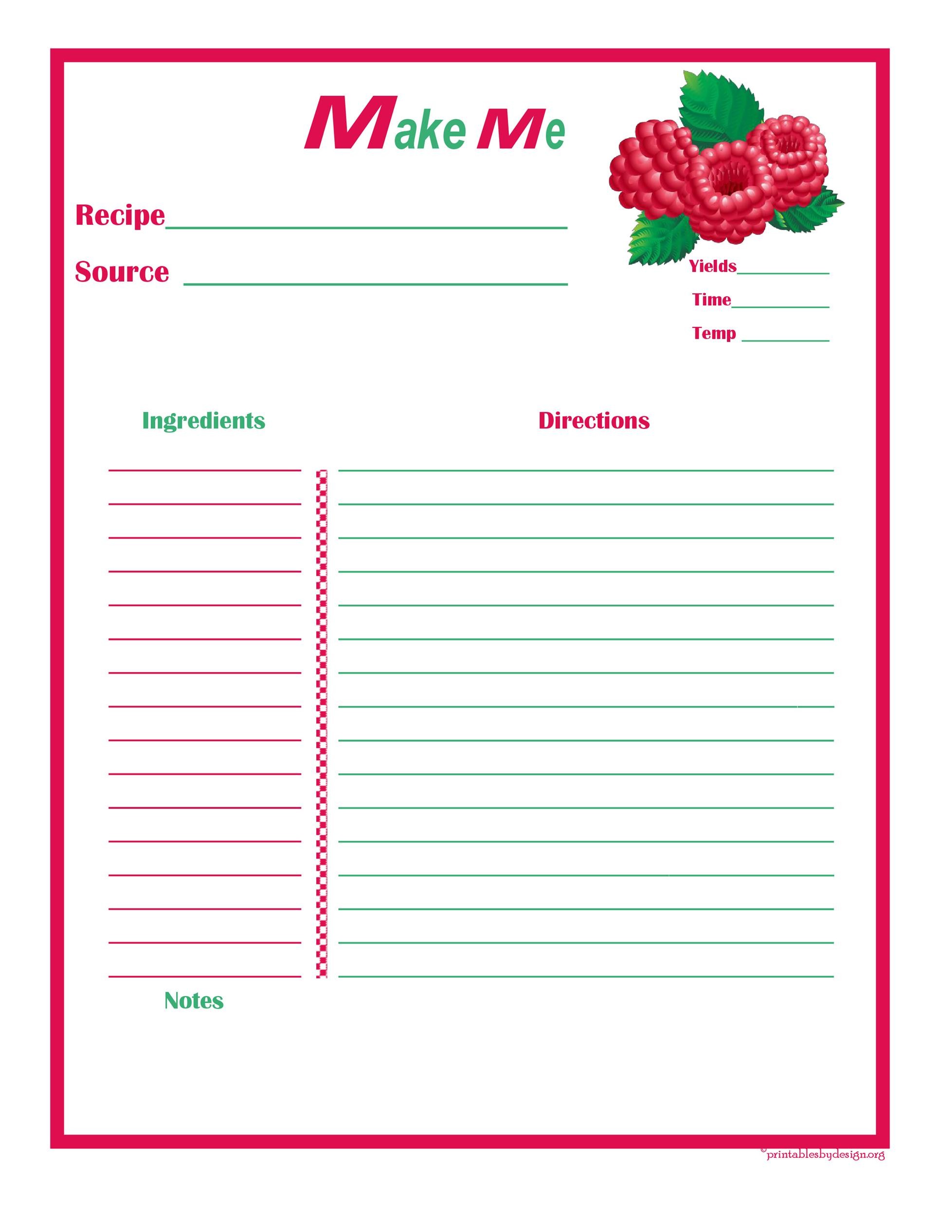 Printable Recipe Book Template