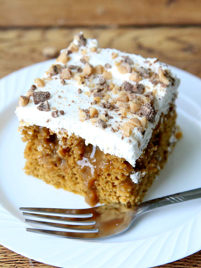 Quick Easy Caramel Pumpkin Poke Cake Recipe Story It S Always Autumn