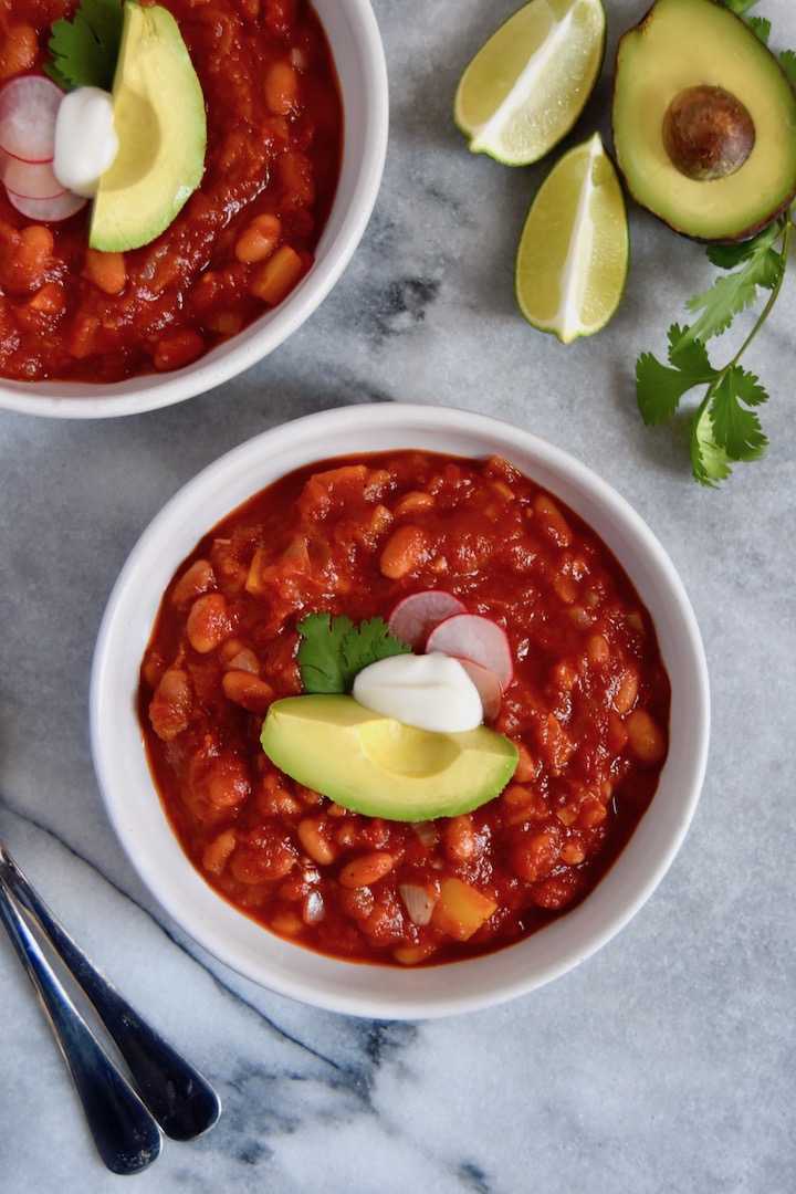 Quick Vegetarian Pinto Bean Chili Half Cup Habit