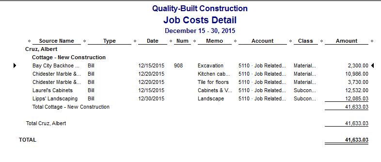 Quickbooks Job Cost Detail Report At Tarscarletteblog Blog