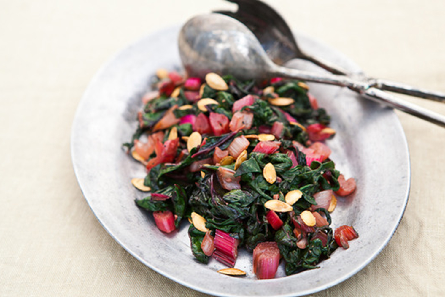 Rainbow Chard With Squash Seeds Foodwise