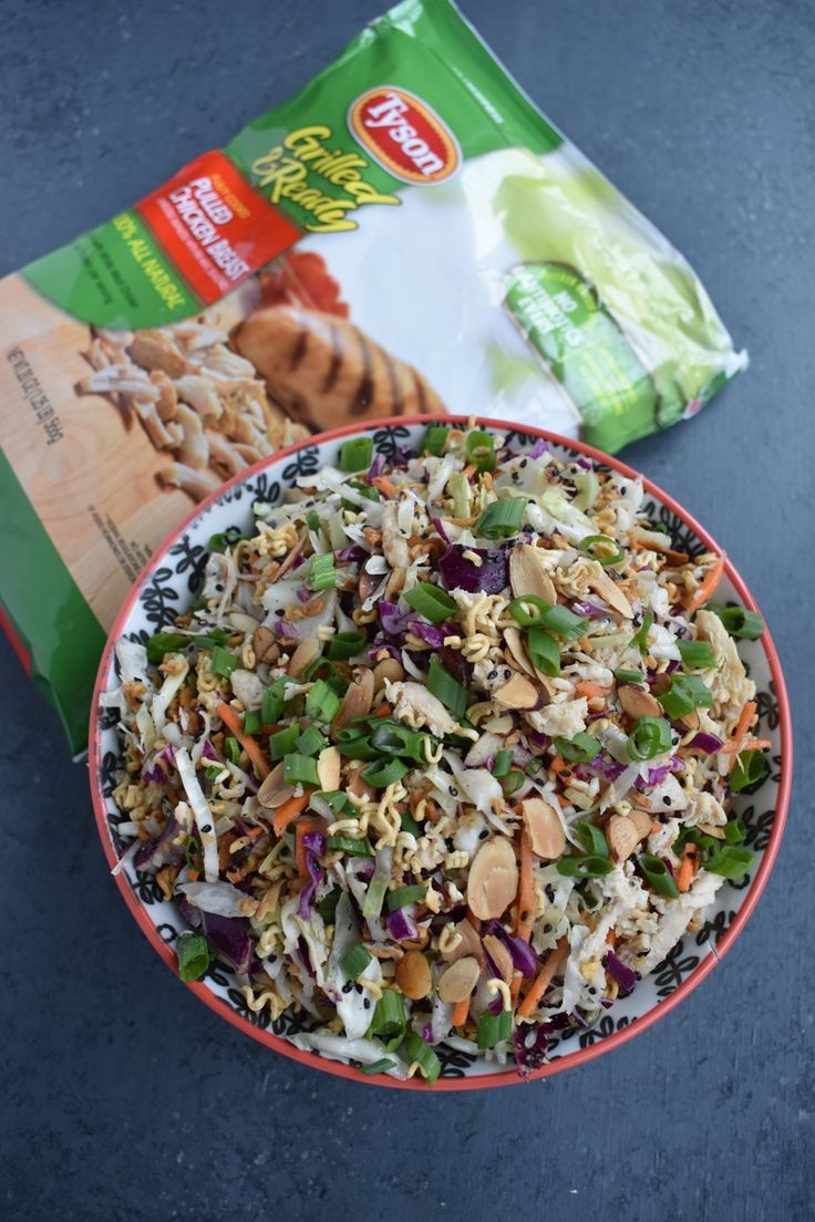 Ramen Noodle Salad With Chicken Green Onions Carrots Toasted Almonds