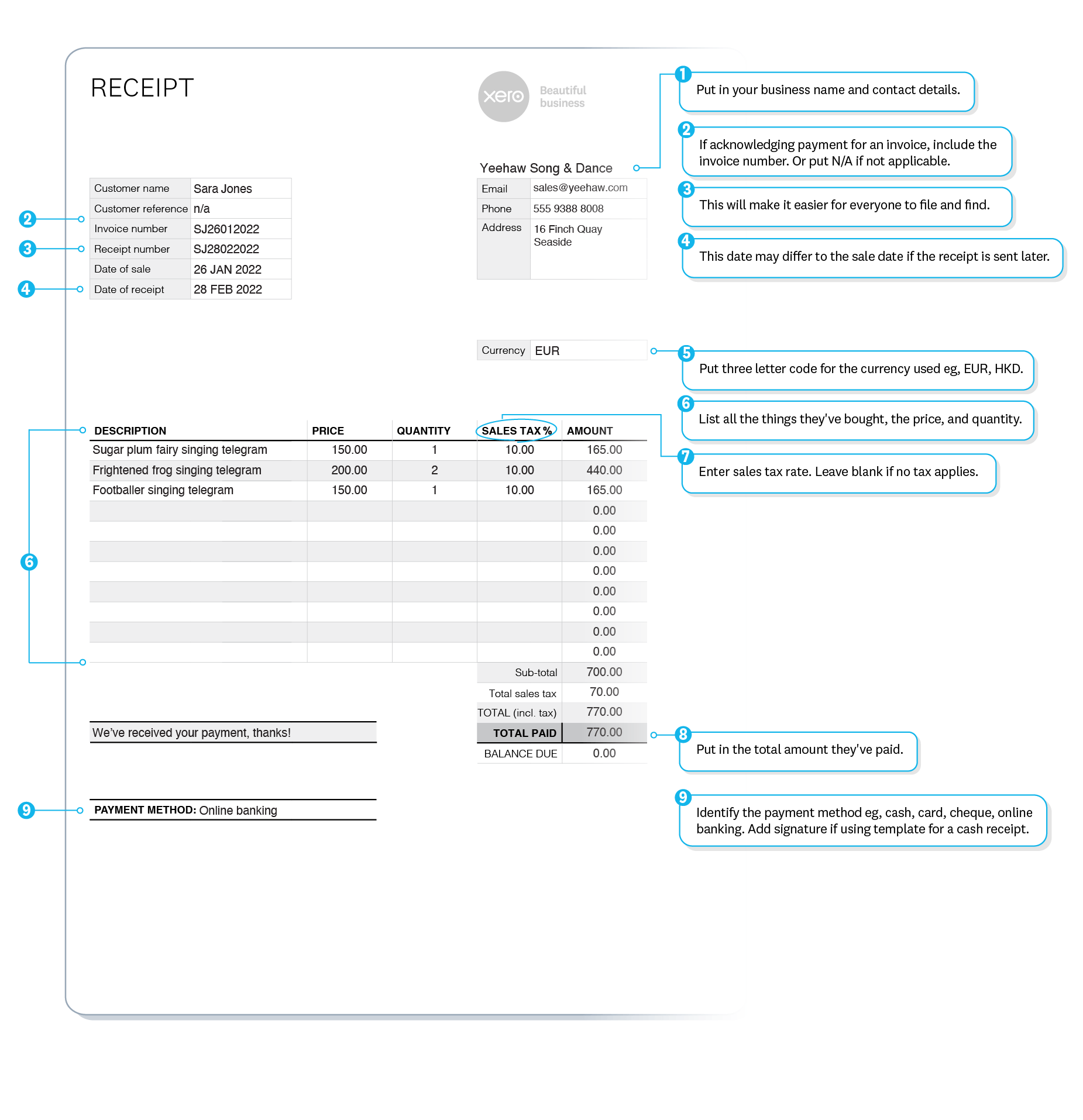 Receipt Example Xero