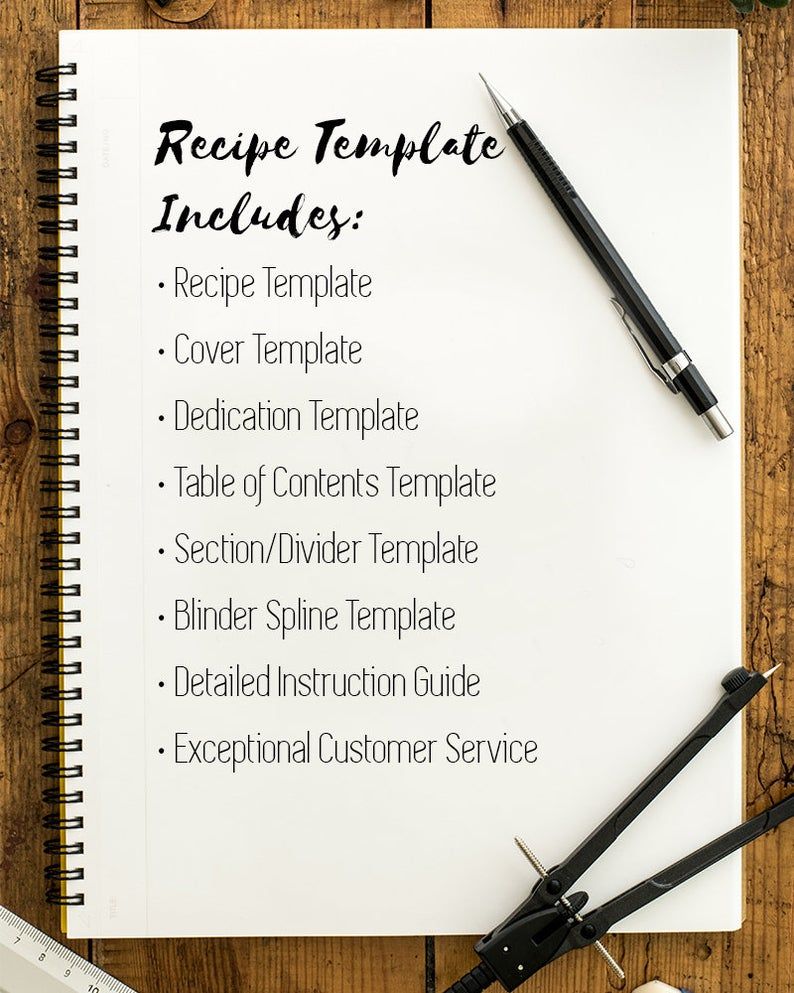 Recipe Book Template Frost Family Cookbook Editable Recipe Etsy Canada Recipe Book Templates