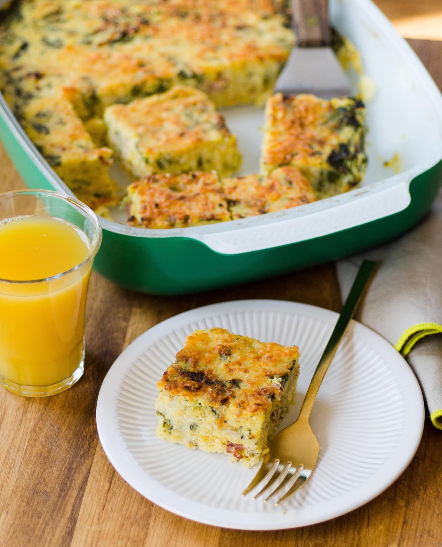 Recipe Breakfast Polenta Squares With Spinach Amp Bacon Kitchn