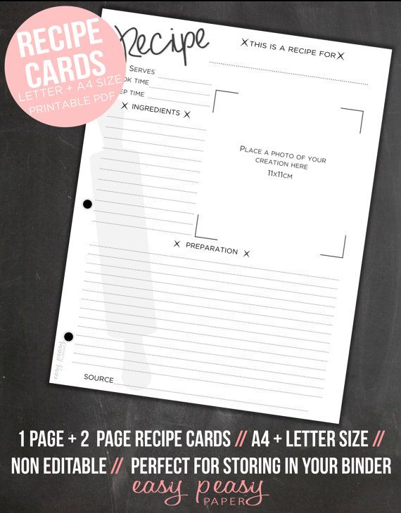 Recipe Cards Printable Recipe Cards Recipe Card Template Homemade