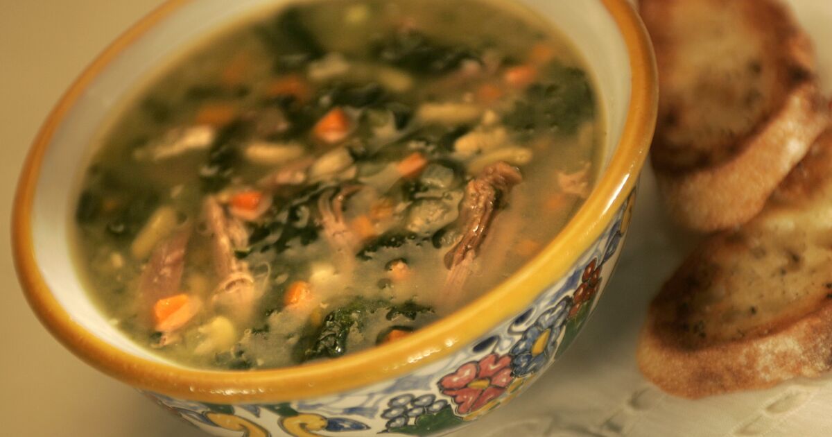 Recipe Flageolet Bean Kale And Duck Soup La Times Cooking