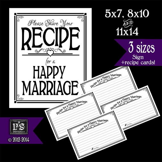 Recipe For A Happy Marriage Sign Bridal Shower Gift Key To A Happy Marriage Wedding Advice