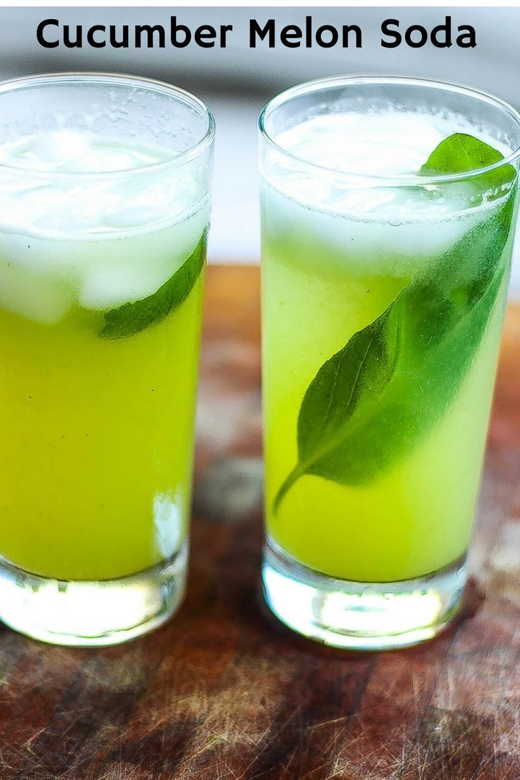 Refreshing Soda Made With Cucumbers Honeydew Melon And Fresh Basil