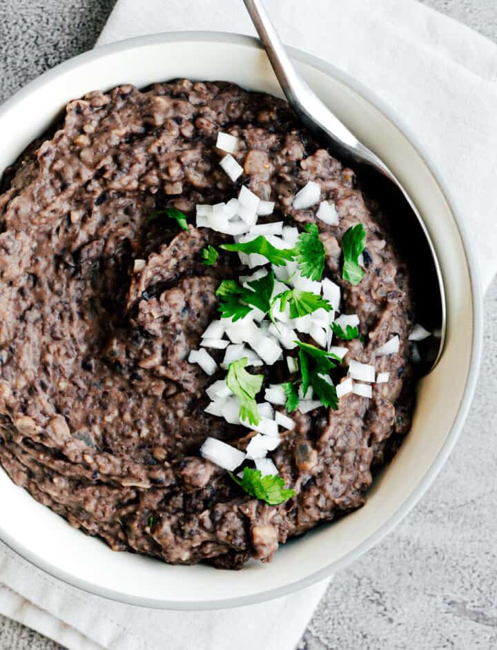 Refried Black Beans Quick Easy Recipe Pinch And Swirl