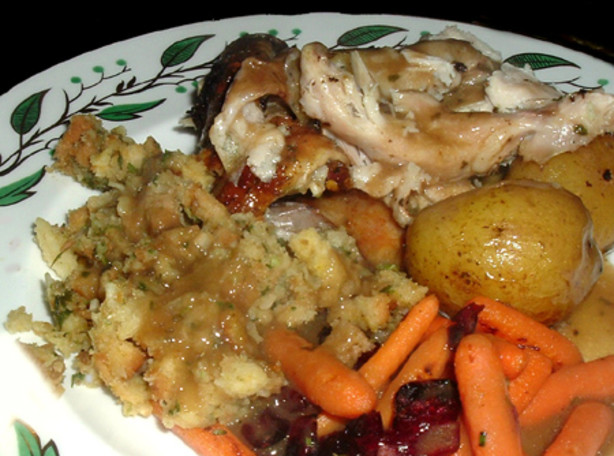 Roast Capon With Chili Cilantro Rub And Roasted Carrots Recipe Food