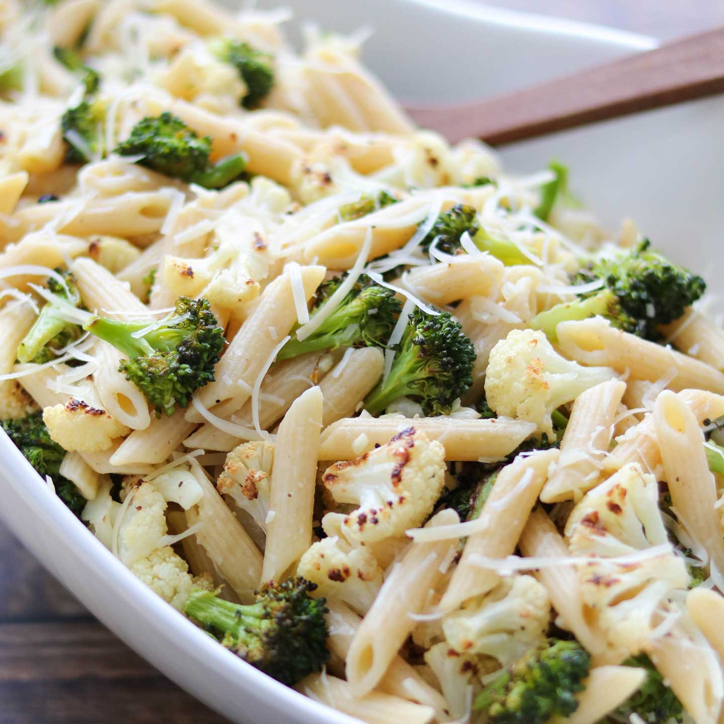 Roasted Broccoli And Cauliflower With Lemon And Parmesan