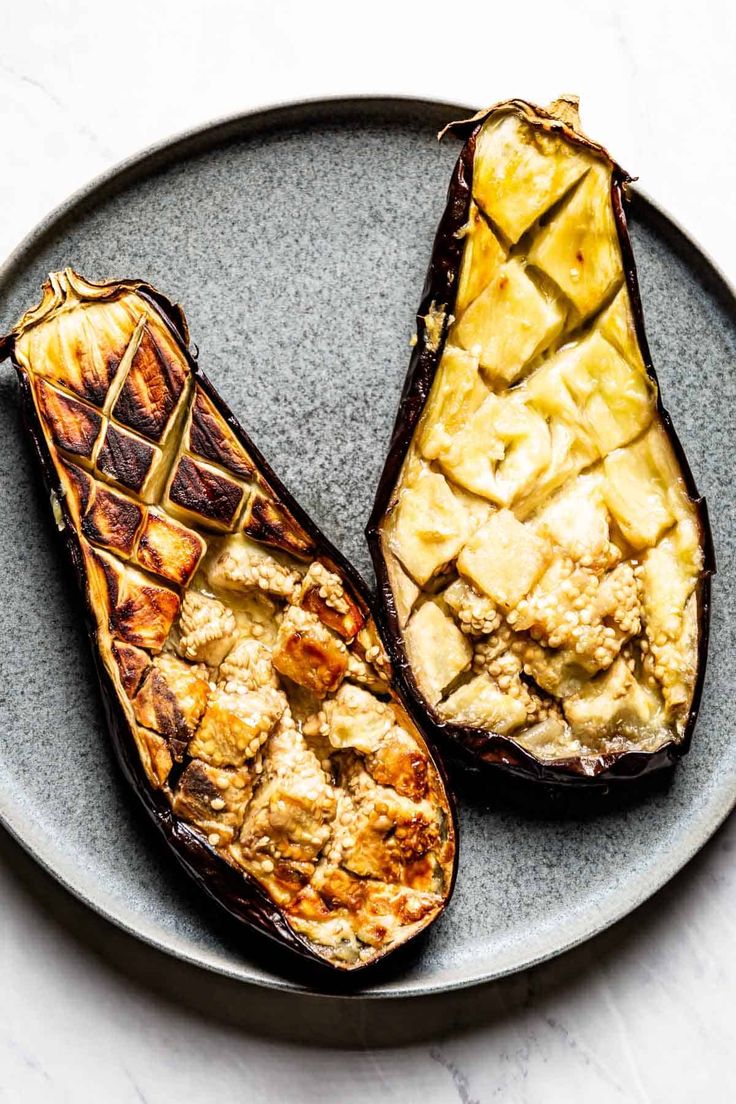 Roasted Eggplant Halves Using Globe Eggplants Foolproof Living