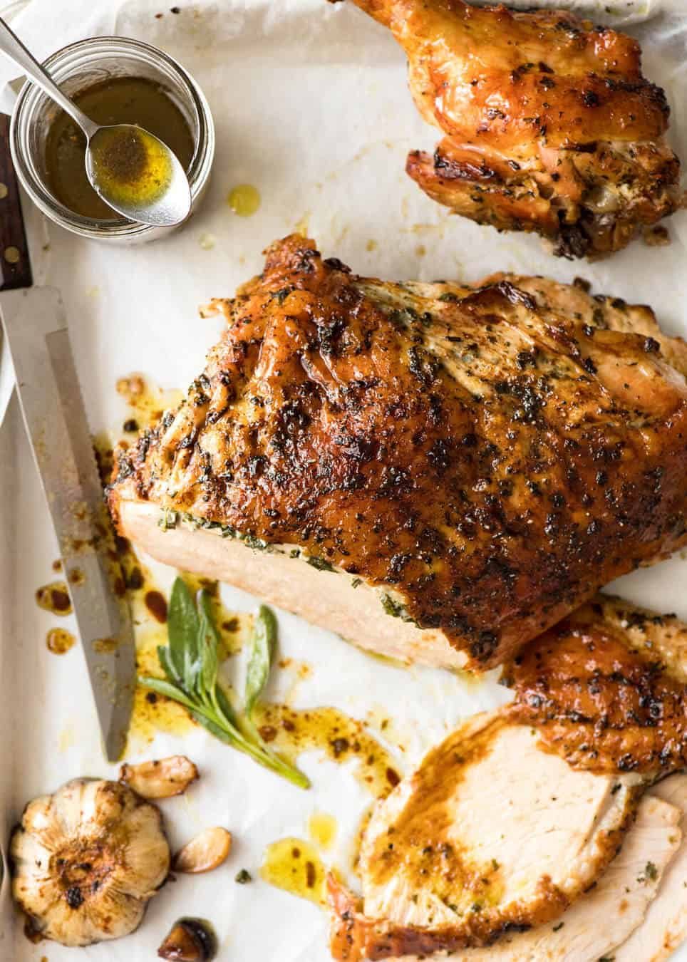 Roasted Turkey Breast Recipe With Garlic Herb Butter How To Roast A Turkey Breast Eatwell101