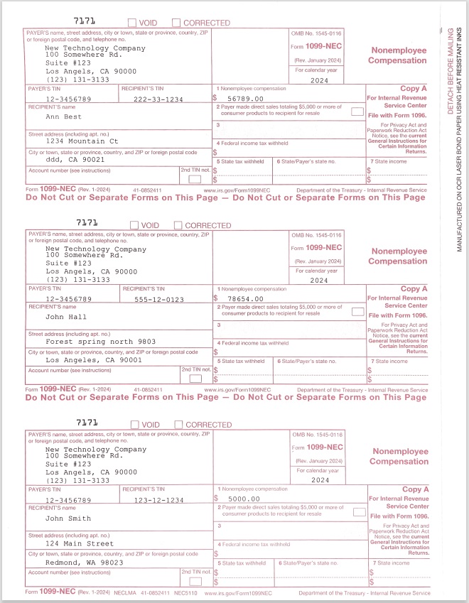 Sample 1099 S Forms